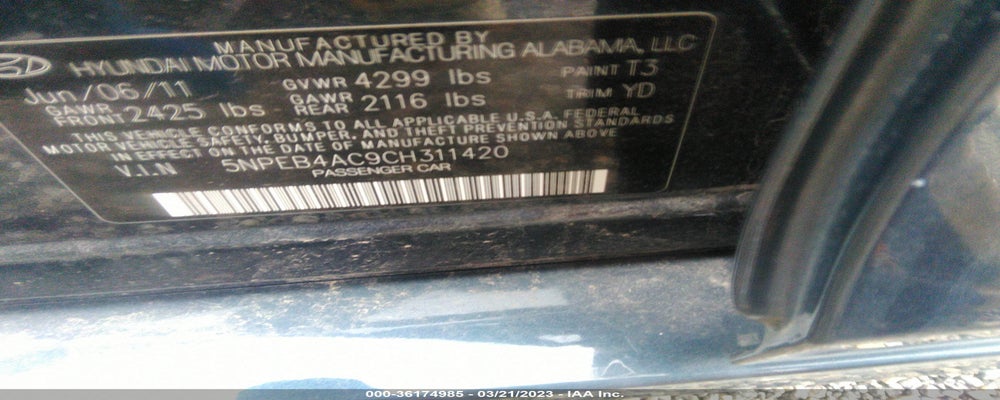 5NPEB4AC9CH311420 2012 HYUNDAI SONATA photo no. 9