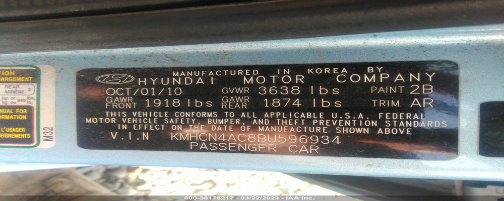 KMHCN4AC8BU596934 2011 HYUNDAI ACCENT photo no. 9