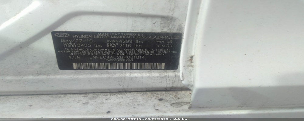 5NPEC4AC2BH081814 2011 HYUNDAI SONATA photo no. 9