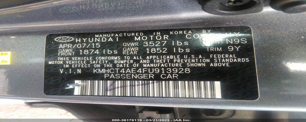 KMHCT4AE4FU913928 2015 HYUNDAI ACCENT photo no. 9