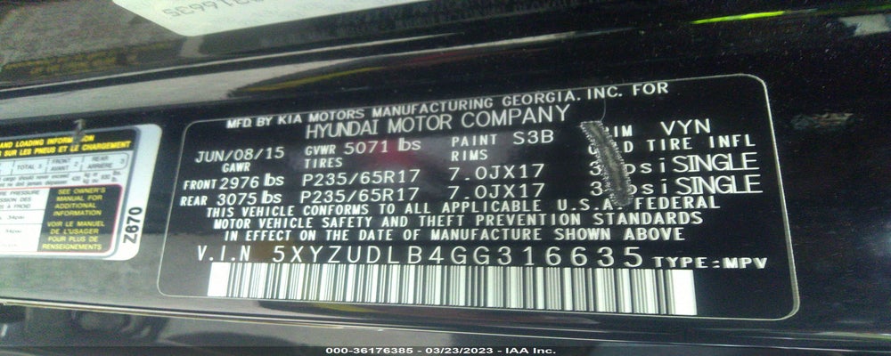 5XYZUDLB4GG316635 2016 HYUNDAI SANTA FE SPORT photo no. 9