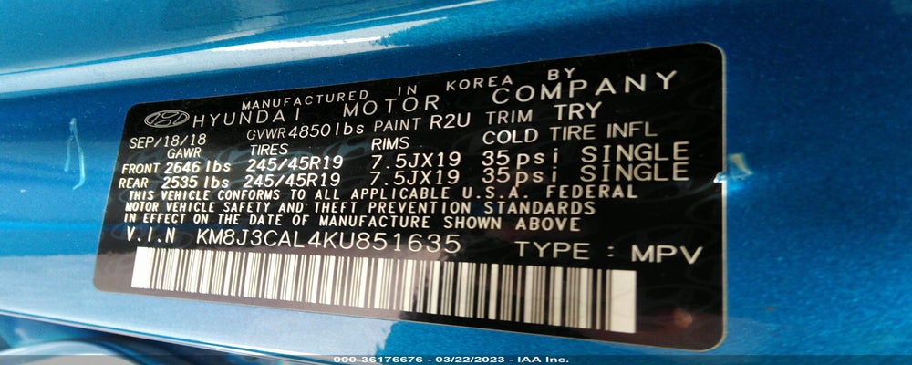 KM8J3CAL4KU851635 2019 HYUNDAI TUCSON photo no. 9