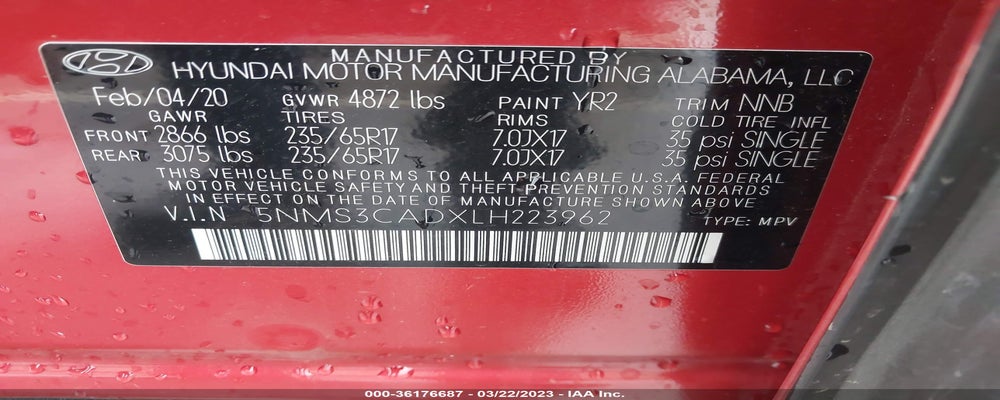 5NMS3CADXLH223962 2020 HYUNDAI SANTA FE photo no. 9