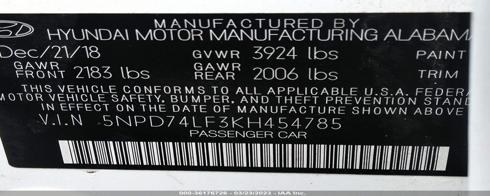 5NPD74LF3KH454785 2019 HYUNDAI ELANTRA photo no. 9
