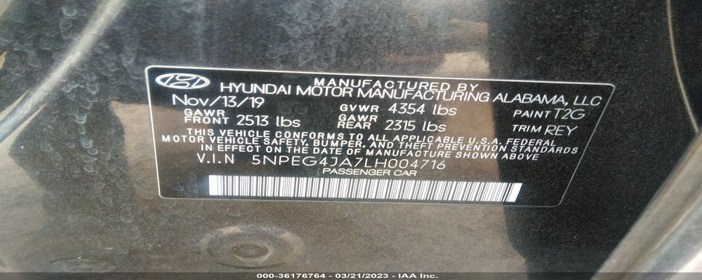 5NPEG4JA7LH004716 2020 HYUNDAI SONATA photo no. 9