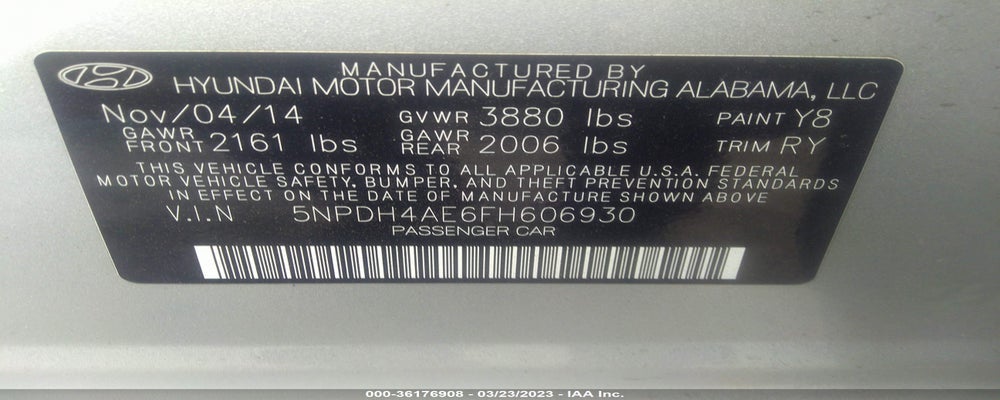 5NPDH4AE6FH606930 2015 HYUNDAI ELANTRA photo no. 9