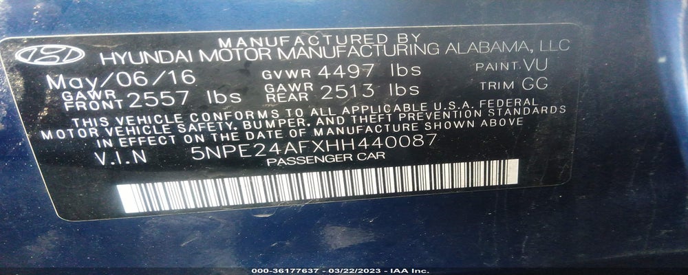 5NPE24AFXHH440087 2017 HYUNDAI SONATA photo no. 9