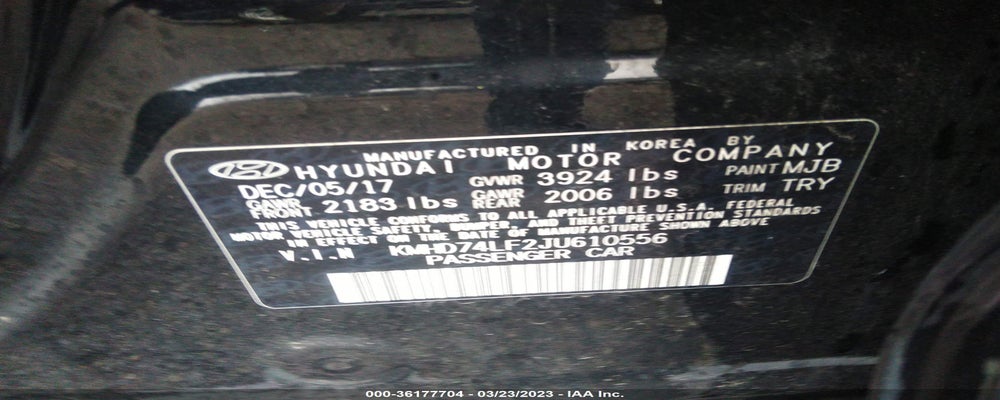 KMHD74LF2JU610556 2018 HYUNDAI ELANTRA photo no. 9