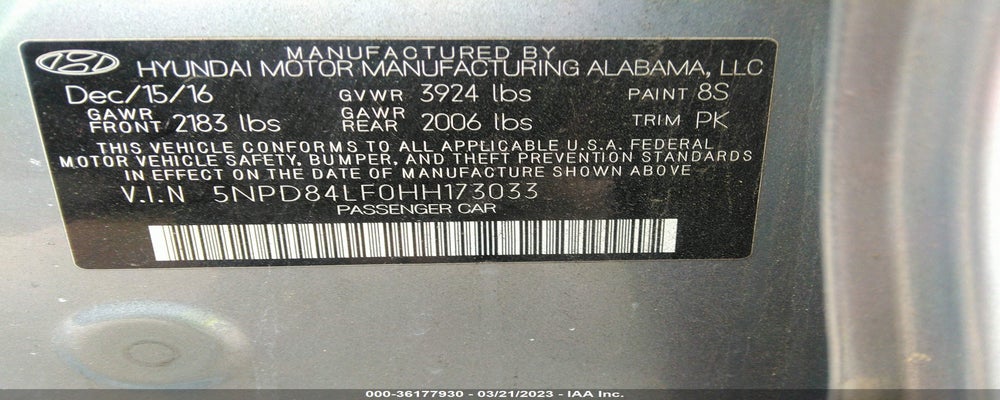 5NPD84LF0HH173033 2017 HYUNDAI ELANTRA photo no. 9