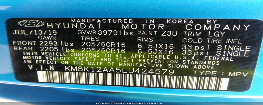 KM8K12AA5LU424579 2020 HYUNDAI KONA photo no. 9