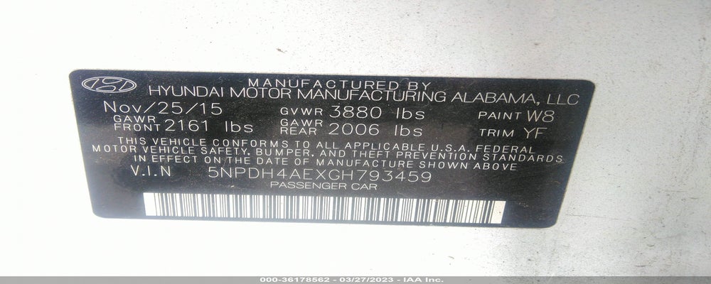 5NPDH4AEXGH793459 2016 HYUNDAI ELANTRA photo no. 9