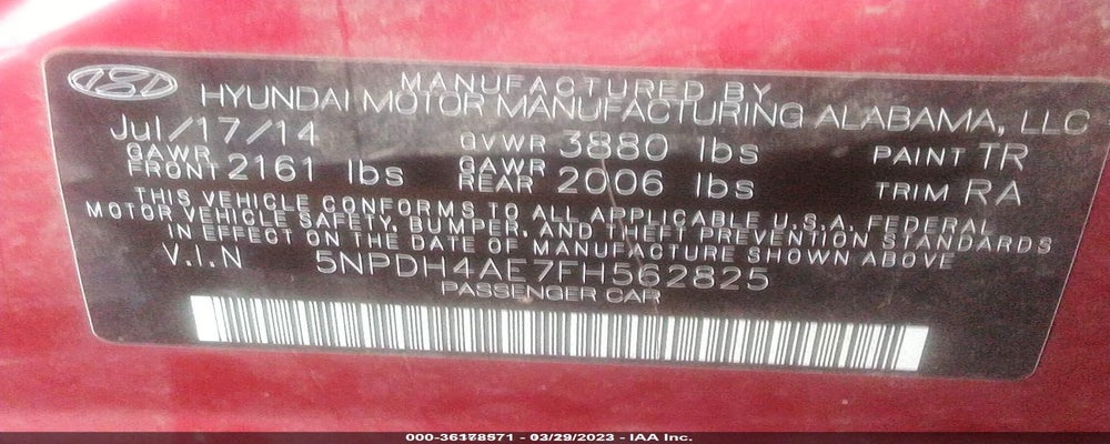 5NPDH4AE7FH562825 2015 HYUNDAI ELANTRA photo no. 9