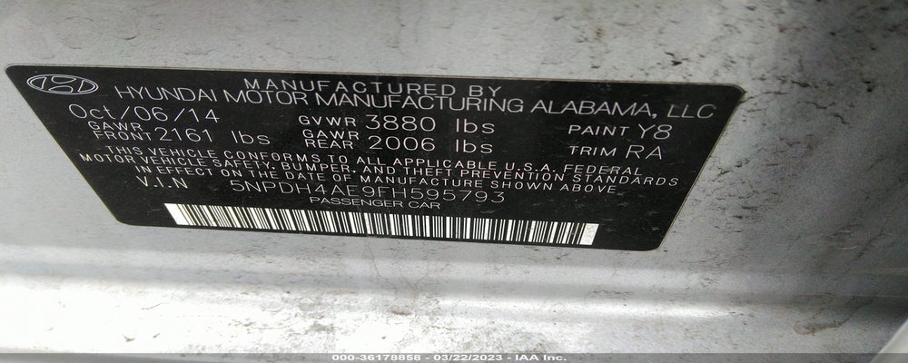 5NPDH4AE9FH595793 2015 HYUNDAI ELANTRA photo no. 9