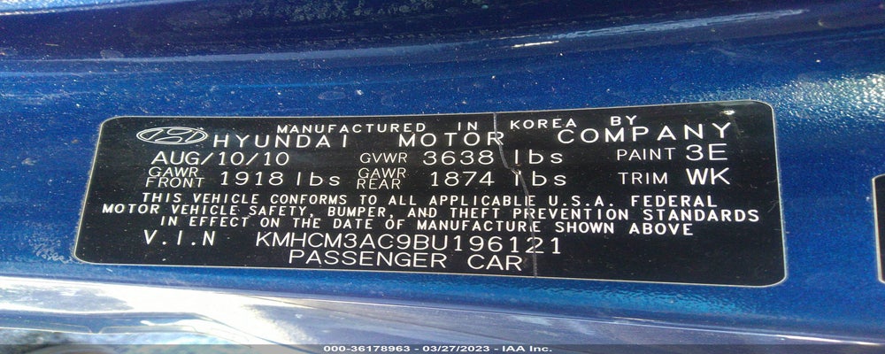 KMHCM3AC9BU196121 2011 HYUNDAI ACCENT photo no. 9