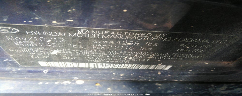 5NPEC4AC5DH526341 2013 HYUNDAI SONATA photo no. 9