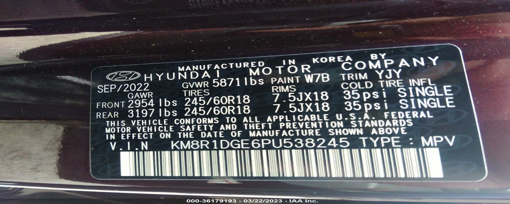 KM8R1DGE6PU538245 2023 HYUNDAI PALISADE photo no. 9