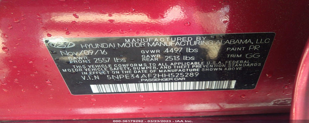 5NPE34AF2HH525289 2017 HYUNDAI SONATA photo no. 9