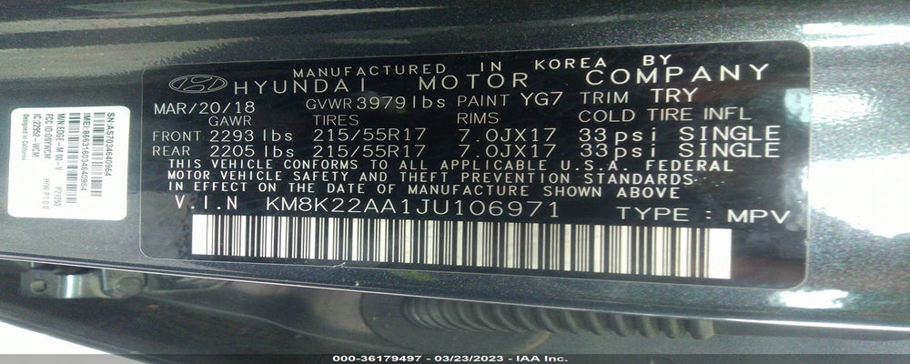 KM8K22AA1JU106971 2018 HYUNDAI KONA photo no. 9