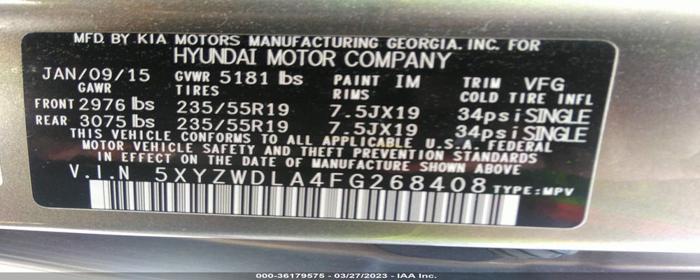 5XYZWDLA4FG268408 2015 HYUNDAI SANTA FE SPORT photo no. 9