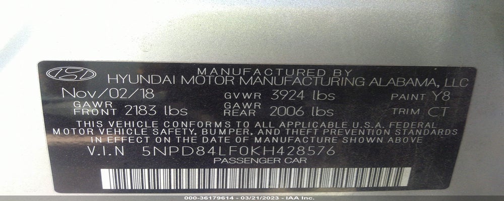 5NPD84LF0KH428576 2019 HYUNDAI ELANTRA photo no. 9