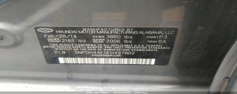 5NPDH4AE0EH497802 2014 HYUNDAI ELANTRA photo no. 9