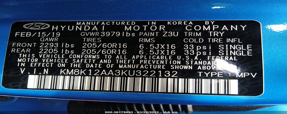 KM8K12AA3KU322132 2019 HYUNDAI KONA photo no. 9