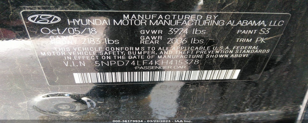 5NPD74LF4KH415378 2019 HYUNDAI ELANTRA photo no. 9