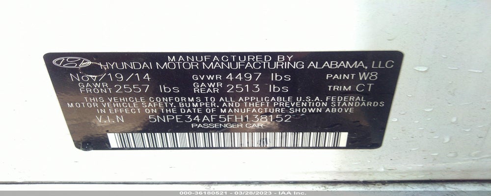 5NPE34AF5FH138152 2015 HYUNDAI SONATA photo no. 9