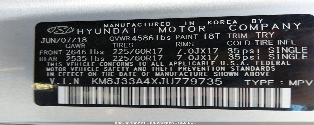 KM8J33A4XJU779735 2018 HYUNDAI TUCSON photo no. 9