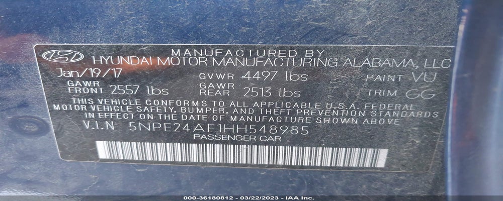 5NPE24AF1HH548985 2017 HYUNDAI SONATA photo no. 9