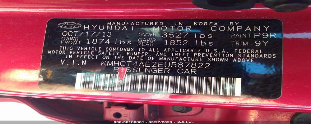 KMHCT4AE2EU587822 2014 HYUNDAI ACCENT photo no. 9