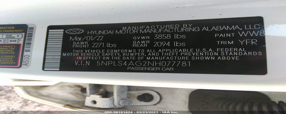 5NPLS4AG2NH077781 2022 HYUNDAI ELANTRA photo no. 9