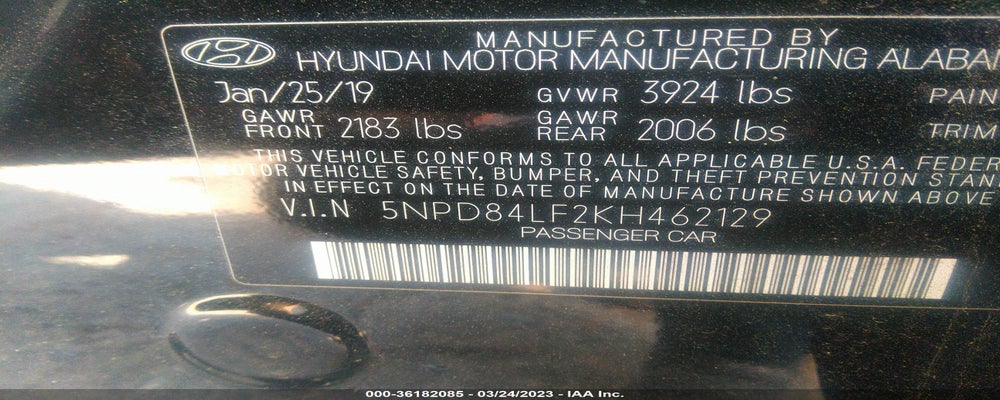 5NPD84LF2KH462129 2019 HYUNDAI ELANTRA photo no. 9