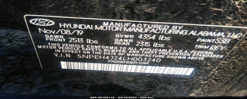 5NPEH4J24LH003240 2020 HYUNDAI SONATA photo no. 9