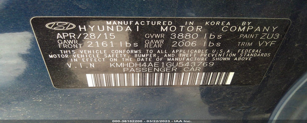 KMHDH4AE1GU543769 2016 HYUNDAI ELANTRA photo no. 9