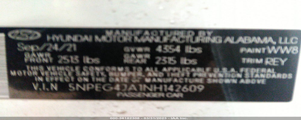 5NPEG4JA1NH142609 2022 HYUNDAI SONATA photo no. 9