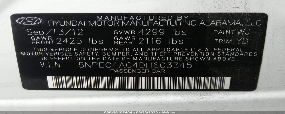 5NPEC4AC4DH603345 2013 HYUNDAI SONATA photo no. 9