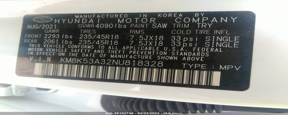 KM8K53A32NU818328 2022 HYUNDAI KONA photo no. 9