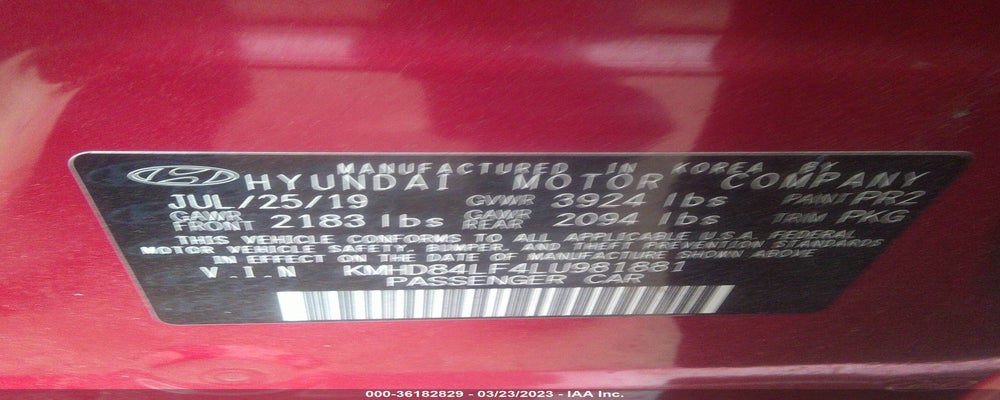 KMHD84LF4LU981881 2020 HYUNDAI ELANTRA photo no. 9