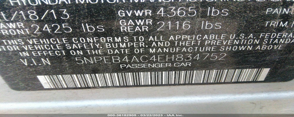5NPEB4AC4EH834752 2014 HYUNDAI SONATA photo no. 9