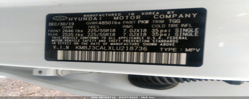 KM8J3CALXLU218736 2020 HYUNDAI TUCSON photo no. 9