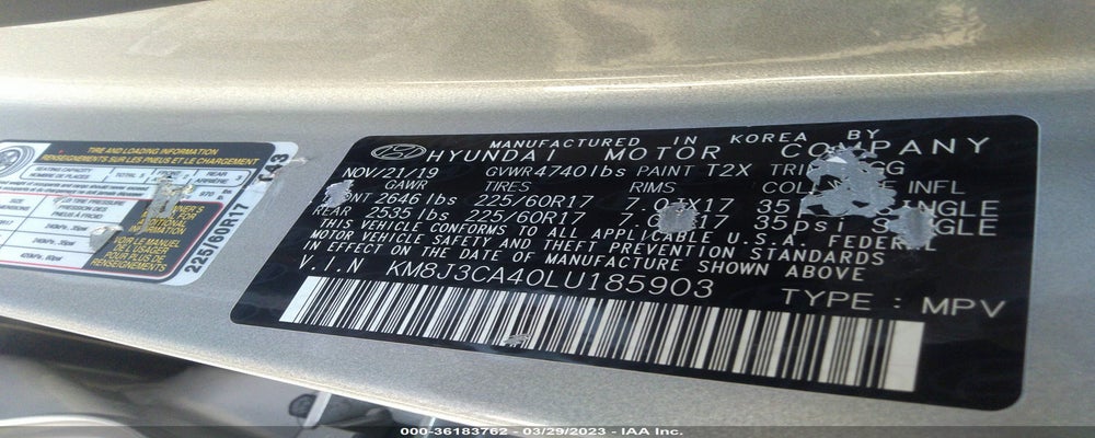 KM8J3CA40LU185903 2020 HYUNDAI TUCSON photo no. 9