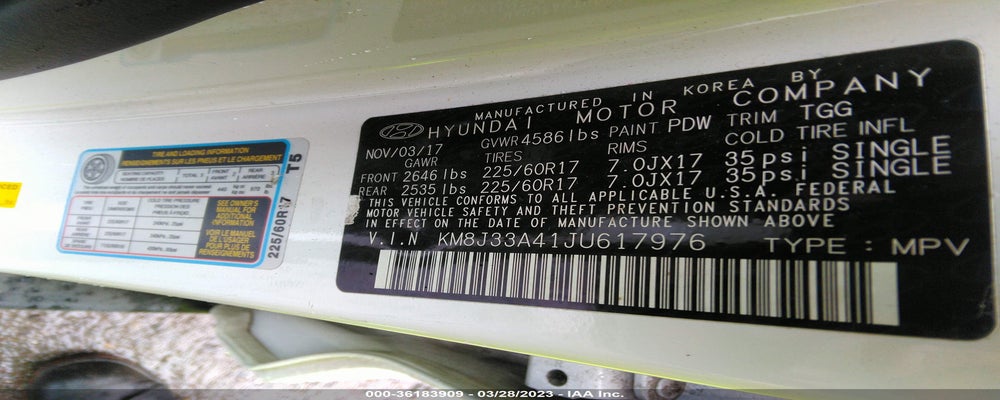 KM8J33A41JU617976 2018 HYUNDAI TUCSON photo no. 9