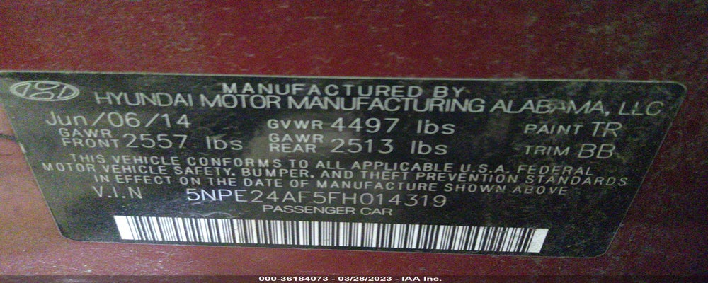 5NPE24AF5FH014319 2015 HYUNDAI SONATA photo no. 9