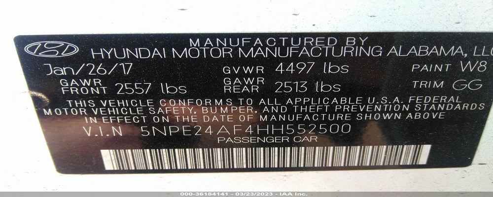 5NPE24AF4HH552500 2017 HYUNDAI SONATA photo no. 9