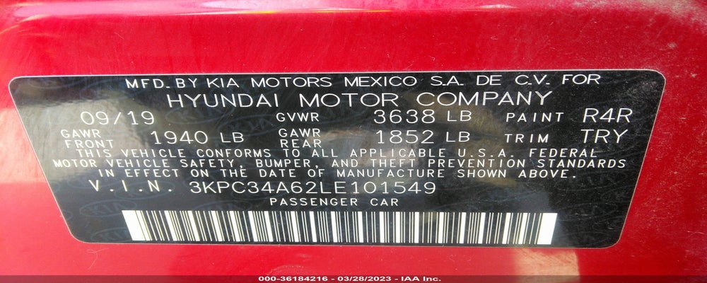 3KPC34A62LE101549 2020 HYUNDAI ACCENT photo no. 9