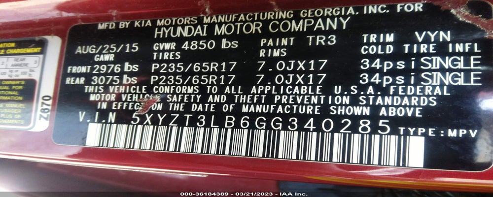 5XYZT3LB6GG340285 2016 HYUNDAI SANTA FE SPORT photo no. 9