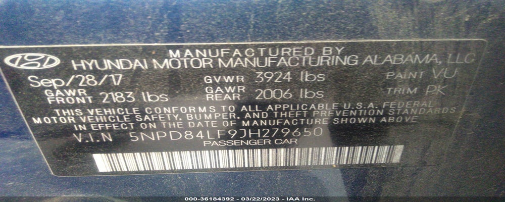 5NPD84LF9JH279650 2018 HYUNDAI ELANTRA photo no. 9