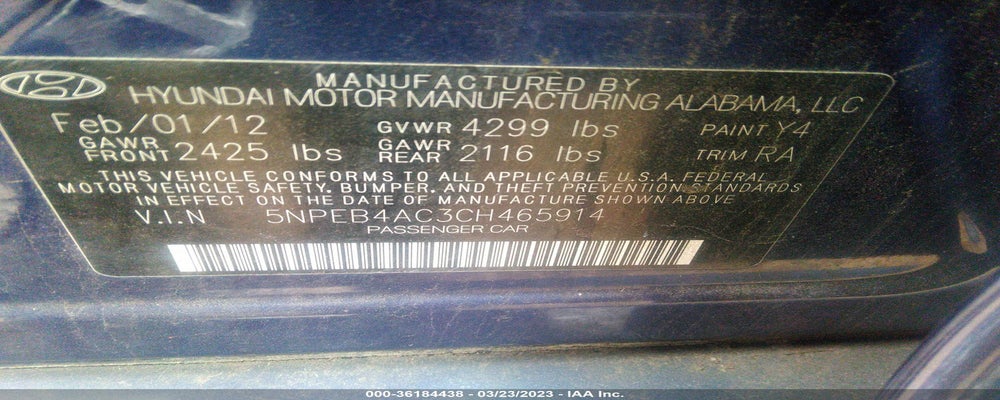 5NPEB4AC3CH465914 2012 HYUNDAI SONATA photo no. 9