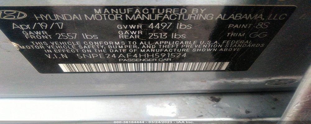5NPE24AF4HH591524 2017 HYUNDAI SONATA photo no. 9